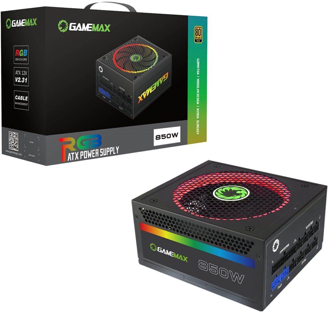 GameMax 850W Modular Power Supply RGB Gold 80 Plus 14cm RGB Fan